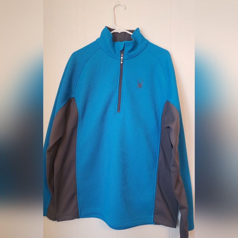 Spyder Men's Zip-Up Sweater in Blue and Gray Like New | Size XL